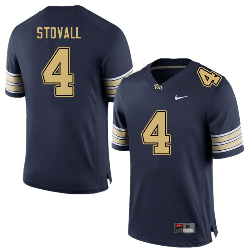 Men #4 Melquise Stovall Pitt Panthers College Football Jerseys Sale-Navy